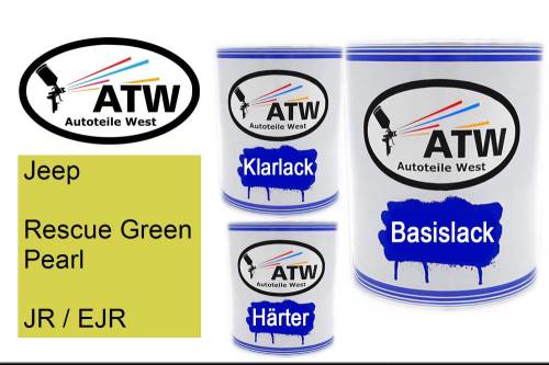 Jeep, Rescue Green Pearl, JR / EJR: 1L Lackdose + 1L Klarlack + 500ml Härter - Set, von ATW Autoteile West.